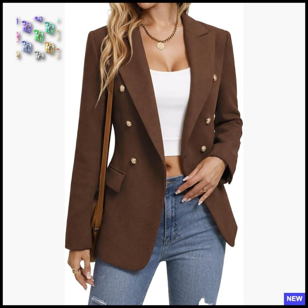 Tweed Plaid Blazer Fully Lined Business Casual Elegant Work Coat Pockets